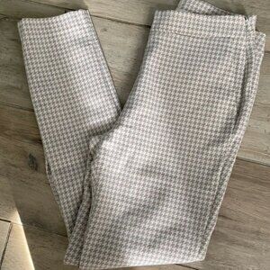 Clara Pants – Houndstooth Print in Off-White/Taupe – Size FR 36 / US 4 (S)